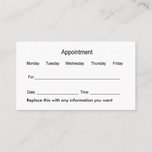 Dierenziekenhuis afspraak Visitekaartjes (Achterkant)