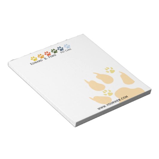 Dierenzorg voor meerkleurige poten notitieblok (Schuin)