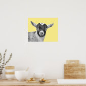 Dierfoto van geitenvlees peekaboe zwart-wit poster (Keuken)