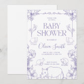 Diergebaseerde babyshower uitnodiging Baby Jongen  (Voorkant / Achterkant)