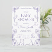 Diergebaseerde babyshower uitnodiging Baby Jongen  (Staand voorkant)