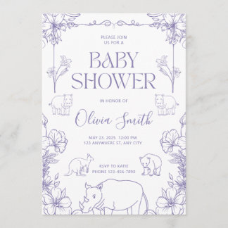 Diergebaseerde babyshower uitnodiging Baby Jongen 