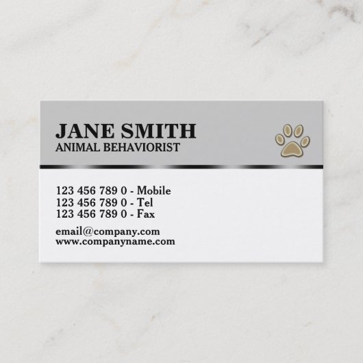 Diergedragsgezinshoofd/PERSONALIZE Visitekaartje (Voorkant)