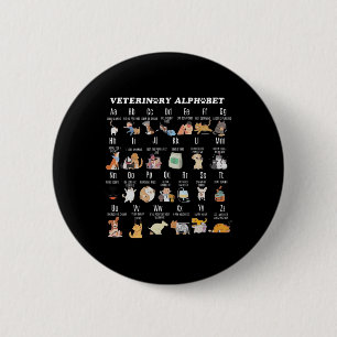 Diergeneeskunde Alfabet Dierenarts Verpleegkundige Ronde Button 5,7 Cm