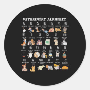 Diergeneeskunde Alfabet Dierenarts Verpleegkundige Ronde Sticker
