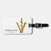 Diergeneeskunde Asclepius Vet Elegant Gold V Bagagelabel (Voorkant horizontaal)