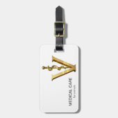 Diergeneeskunde Asclepius Vet Elegant Gold V Bagagelabel (Voorkant verticaal)