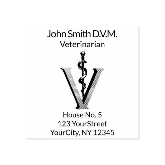 Diergeneeskunde Asclepius Vet Elegant Rubberstempel (Afrduk)