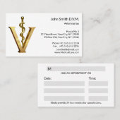 Diergeneeskunde Asclepius Vet Gold V Elegant Afsprakenkaartje (Voorkant / Achterkant)
