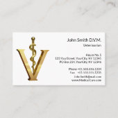 Diergeneeskunde Asclepius Vet Gold V Elegant Afsprakenkaartje (Voorkant)