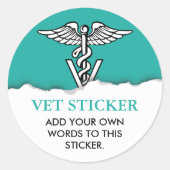 Diergeneeskunde Caduceus Symbool Aangepaste tekst Ronde Sticker (Voorkant)