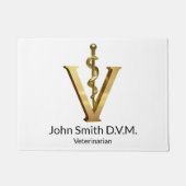 Diergeneeskunde Dierenarts Asclepius Elegant Gold  Deurmat (Voorkant)
