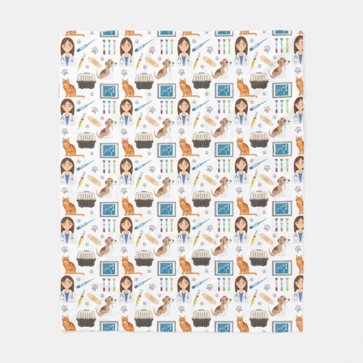 Diergeneeskunde Dierenarts Medisch DMV Patroon Fleece Deken (Voorkant)