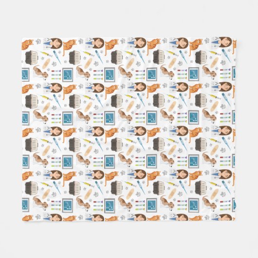 Diergeneeskunde Dierenarts Medisch DMV Patroon Fleece Deken (Voorkant (Horizontaal))