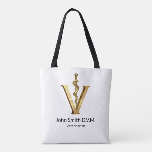 Diergeneeskunde Elegant Dierenarts Asclepius Gold  Tote Bag (Achterkant)