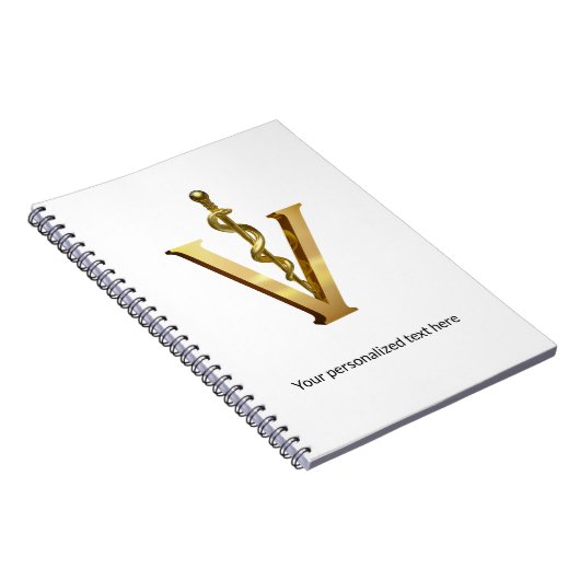 Diergeneeskunde Goud V Elegante Vet Asclepius Notitieboek (Rechterzijde)