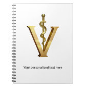 Diergeneeskunde Goud V Elegante Vet Asclepius Notitieboek (Voorkant)