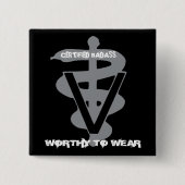 Diergeneeskundige Gecertificeerde badpas - Draag Vierkante Button 5,1 Cm (Voorkant)