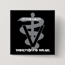 Diergeneeskundige Gecertificeerde badpas - Draag Vierkante Button 5,1 Cm