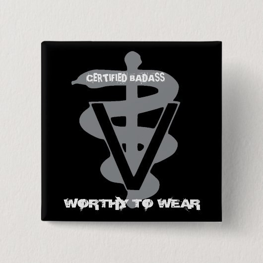 Diergeneeskundige Gecertificeerde badpas - Draag Vierkante Button 5,1 Cm (Voorkant)