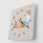 Diergezelschapsdieren met een dierenarts vierkante klok (Hoek)