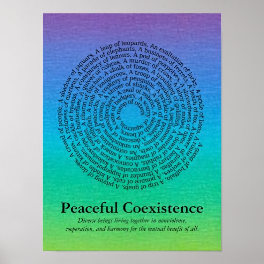 Diergroepnamen/vreedzame coëxistentie-Poster Poster (Voorkant)
