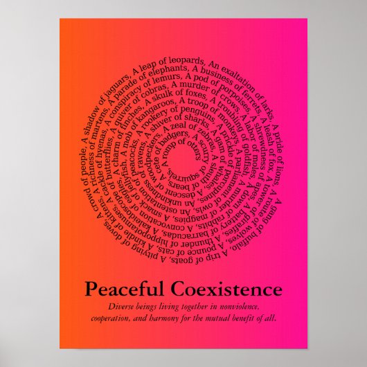Diergroepnamen/vreedzame coëxistentie-Poster Poster (Voorkant)