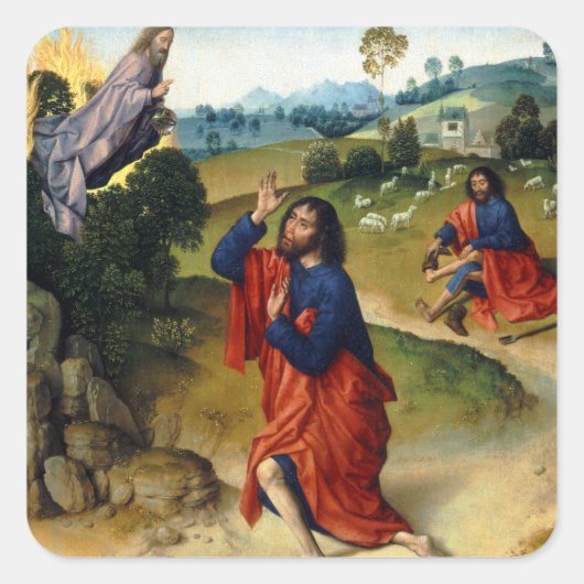 Dierick Bouts the Elder Moses and the Burning Stru Vierkante Sticker (Voorkant)