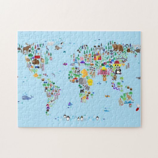 dierkaart van de wereld legpuzzel (Horizontaal)