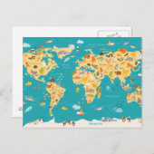 dierkaart van de wereld voor kinderen briefkaart (Voorkant / Achterkant)