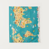 dierkaart van de wereld voor kinderen wandkleed (Voorkant)