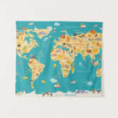 dierkaart van de wereld voor kinderen wandkleed (Voorkant (horizontaal))