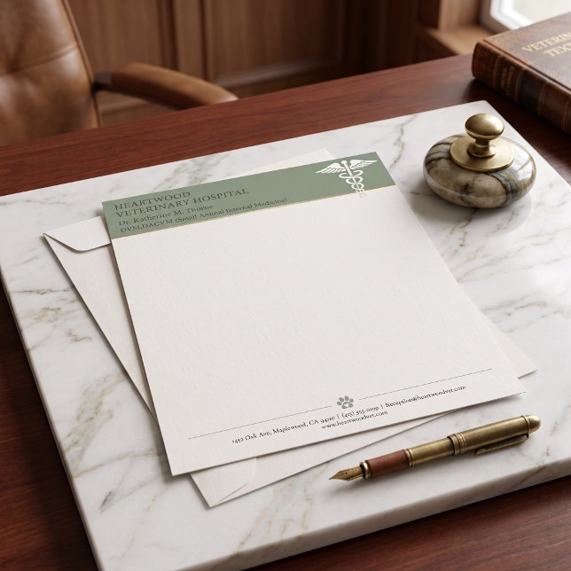Dierkliniek Formeel Briefhoofd DVM Pootafdruk (Veterinary Clinic Formal Letterhead DVM Paw Print)