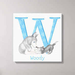 Dierlijk ABC W is bestemd voor het drukken van wol Canvas Afdruk