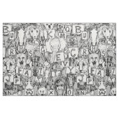 dierlijk ABC zwart wit Stof (Fat Quarter)