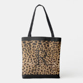 Dierlijk afdrukpatroon met monogram tote bag (Achterkant)