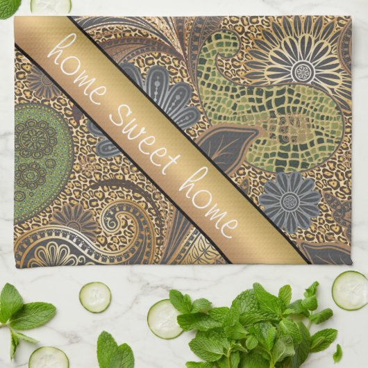 Dierlijk afdrukpatroon theedoek (Gevouwen)