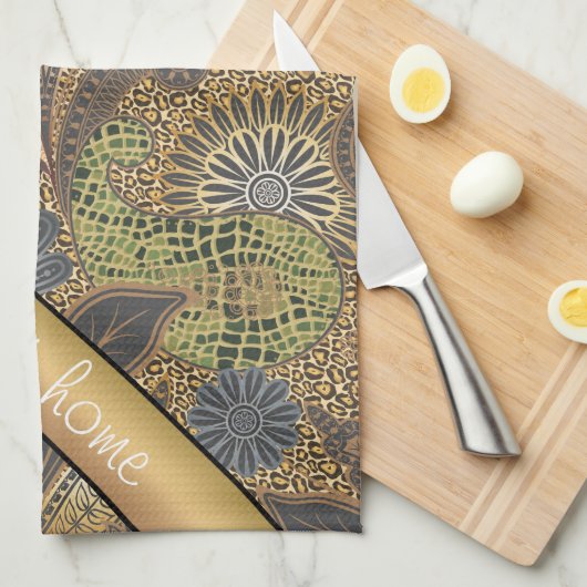 Dierlijk afdrukpatroon theedoek (Quarter Fold)