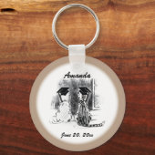 Dierlijk Afstuderen Dog and Cat, Round Gift Sleutelhanger (Voorkant)