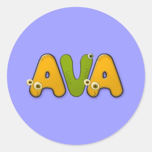 dierlijk alfabet Ava Ronde Sticker (Voorkant)