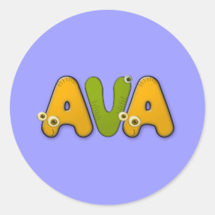 dierlijk alfabet Ava Ronde Sticker