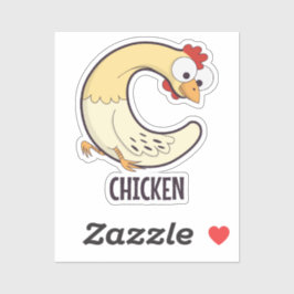 Dierlijk alfabet letter - C (Kip) Sticker