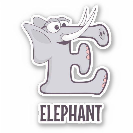 Dierlijk alfabet letter - E (olifant) Sticker (Voorkant)