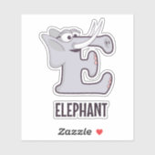 Dierlijk alfabet letter - E (olifant) Sticker (Vel)