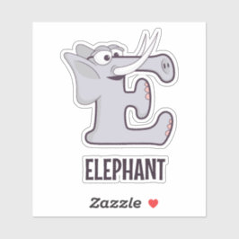 Dierlijk alfabet letter - E (olifant) Sticker