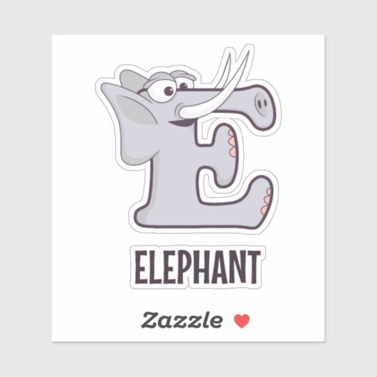 Dierlijk alfabet letter - E (olifant) Sticker (Vel)