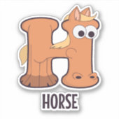 Dierlijk alfabet letter - H (paard) Sticker (Voorkant)