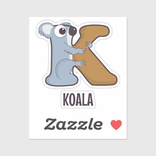 Dierlijk alfabet letter - K (Koala) Sticker (Vel)