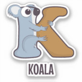 Dierlijk alfabet letter - K (Koala) Sticker (Voorkant)