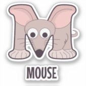 Dierlijk alfabet letter - M (muis) Sticker (Voorkant)
